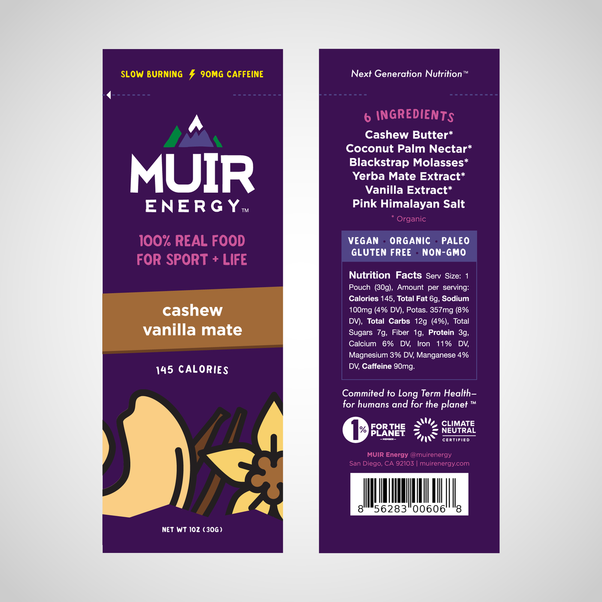 Cashew Vanilla Mate Caffeine Energy Gel - MUIR Energy